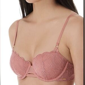 DKNY Pink Balconette Lace Bra, 32B Rose Pink Nude